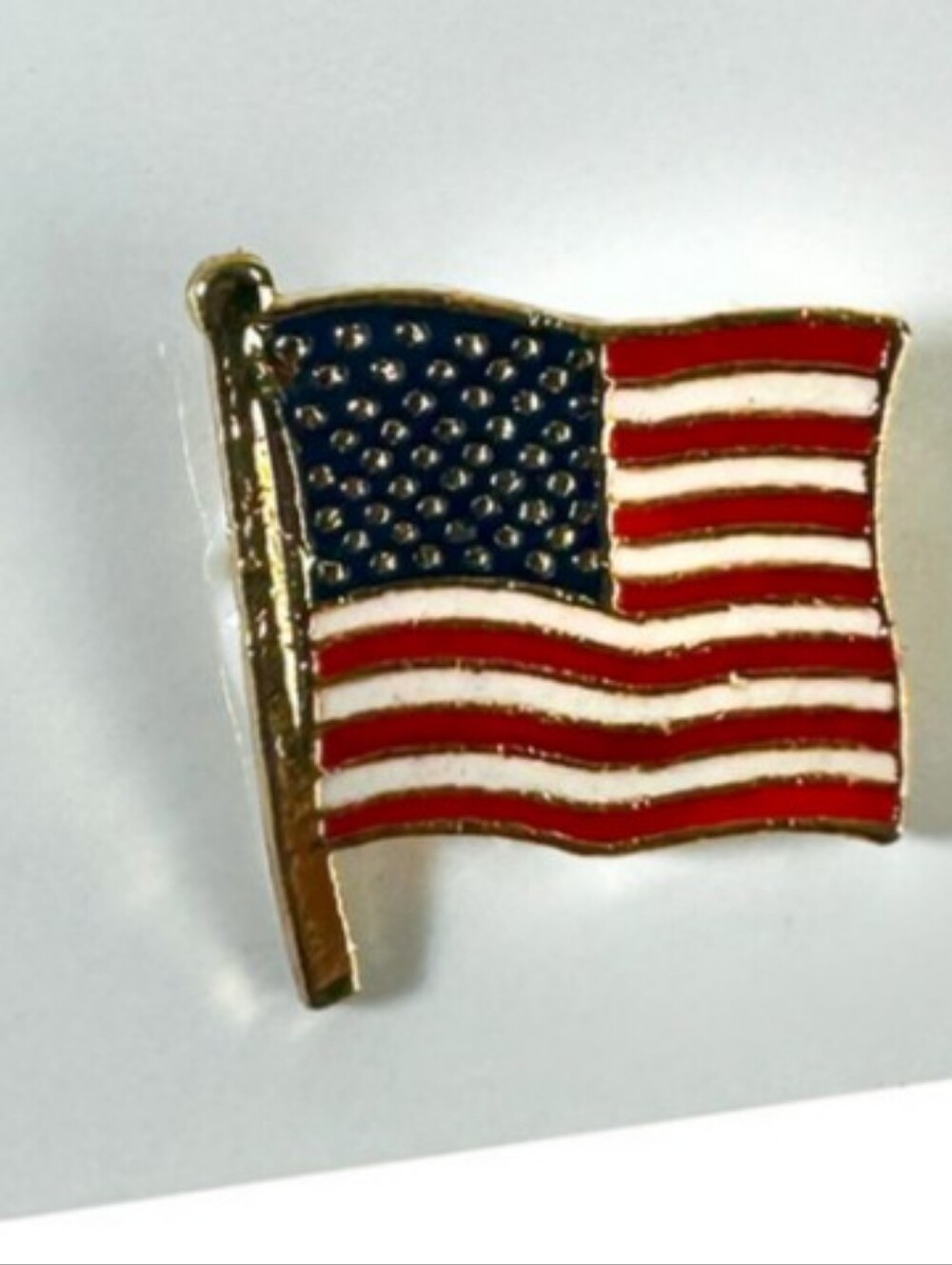 Tazza American Flag Rhinestone Brooch Lapel Pin - Red, White & Blue USA